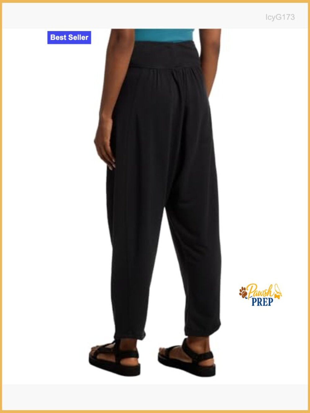 Relaxed Fit Harem Yoga Pants, Mid-Rise Pull On, Lightweight - Picture 3 of 4